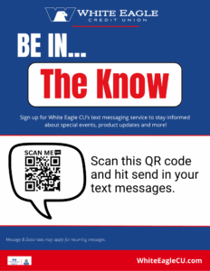 Be in the know.  Scan this QR code and hit send in your text messages
